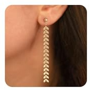 HANLI Ohrringe Gold Hängend Damen - 14K Gold Vergoldet mit Cubic Zirkonia Hypoallergen Anhänger Doppel Gedrehter/Blatt/Wassertropfen Lange Ohrhänger Boho Damen Frauen