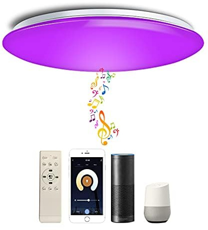 45W WiFi RGB Ceiling Light 40cm LED Lamp Compatible with Alexa & Google Home Bluetooth Speaker Dimmable Color Changing for Kitchen Bedroom Bathroom
