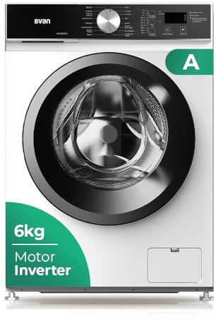 Svan Lavadora 6Kg Carga Frontal Blanco SL6104AIDV. 1000rpm, Motor Inverter, 16 Programas, Función Stop&Go, Clase de Eficiencia Energética A