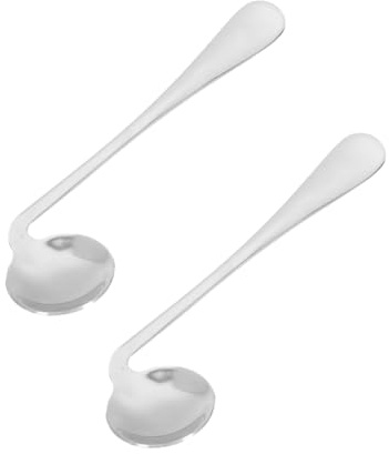 WEKADRIN 2 Stück Teiliges Adaptives Edelstahl löffel Senioren Gebogenes Anti zittern besteck Ergonomisch Leicht zu Reinigen Tragbar für Sichere Selbstständige Ernährung bei Arthritis und