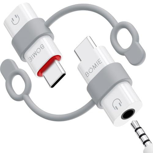 BOMIE USB C to 3.5mm Headphone Jack Adapter 2 Pack,Type C to 3.5mm Aux | DAC Chip TRRS Audio Compatible with Phone 17/16/15 Pro Max,Pad Pro,G-alaxy ect.