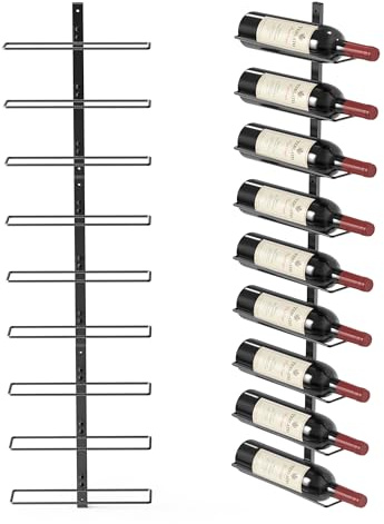TJ.MOREE Wandmontiertes Weinregal für 9 Flaschen, robuste Metallhalterung für Wein, Champagner und Spirituosen – für Küche, Bar oder Weinkeller