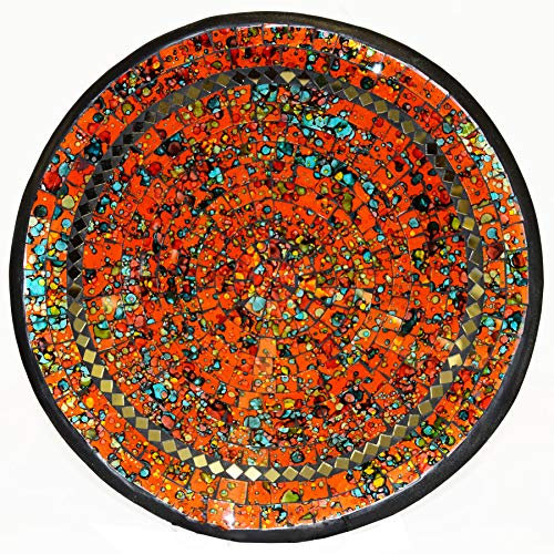 Simandra Mosaikschale Tonschale Glasschale Dekoschale Mosaik Kunsthandwerk Glassteine Deko rund Spiegel XXL Color Orange