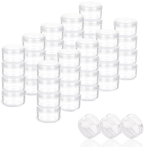 ZEJIA 5 Gram Clear Cosmetic Sample Containers with Lids 50pcs Empty Small Makeup Jars Plastic BPA Free
