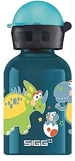 SIGG - Alu Trinkflasche Kinder - KBT Small Dino - Auslaufsicher & Bruchsicher - Federleicht - BPA-frei - Klimaneutral Zertifiziert - Sport & Schule - Blau mit Dinosauriern - 0,3L