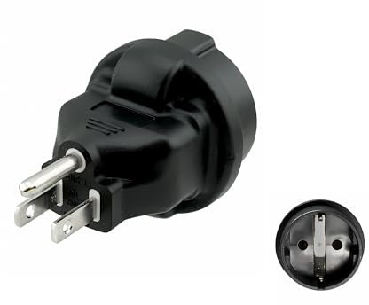 DINIC Reisestecker, Stromadapter für Amerika USA u. Japan auf Schutzkontakt-Buchse, 3-Pin Netzadapter (3 Stück, schwarz)