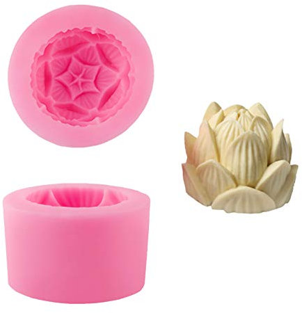 WANDIC Moldes de silicona, 1 molde de vela de loto 3D para hacer velas de flor de peaje para fundición de arcilla polimérica y jabón, velas para hacer proyectos hechos a mano