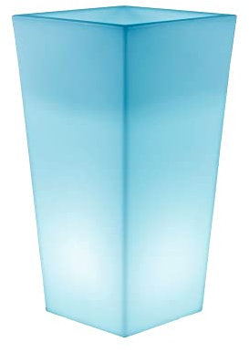 MELISA-Pot lumineux LED d'extérieur RGB solaire rechargeable H90cm Blanc New Garden