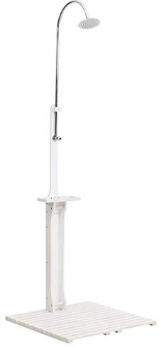 Festnight Douche de Jardin Douche Solaire pour Piscine Blanc Bois 75 x 75 x 221 cm