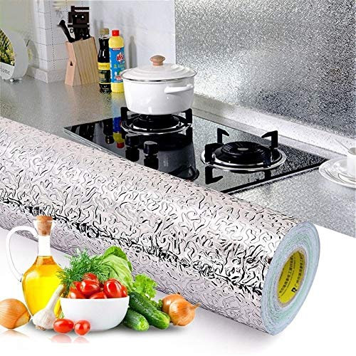 Cucina gadget multiuso Cucina economica Cucina parete di alluminio a prova di olio Stickers Antivegetativa-alta temperatura autoadesivo Croppable parati Wall Sticker, Dimensione: 40cmx5m (Frosted Tinf