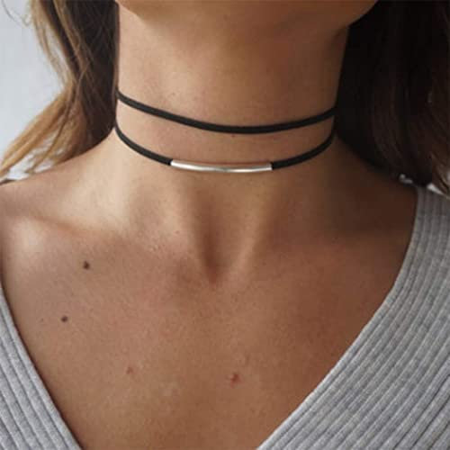 Mehrschichtige Choker-Halskette für Frauen, schwarzer Samt, Choker, kurze Halskette für Mädchen, Anhänger, Choker, Schmuck, Accessoires für Mode, Party, Abschlussball, Alltag (Stil 6)
