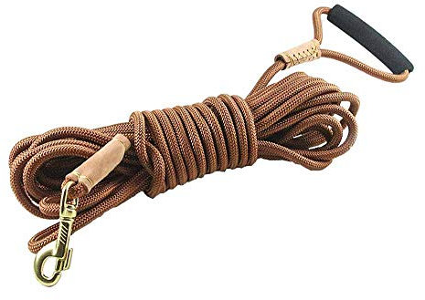 feiling Hundeleine Lange für Kleine Mittelgroße und Große Hunde Feldleine 20m Ausbildungsleine 10m Hundeführleine Retrieverleine Trainingsleine Schauleine (10 m, Braun)