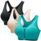 CARETOO Damen Sport BH Stark Halt Active Bra Höhe Beanspruchung Trainieren Bustier Fuer Yoga Fitness - Mit Reißverschluss Schwarz + Hellblau + Beige, M