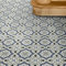 Bodenmaster PVC Bodenbelag Fliese Retro Alhambra Blau Weiß mit Textilrücken (Breite: 200 cm x Länge: 500 cm)
