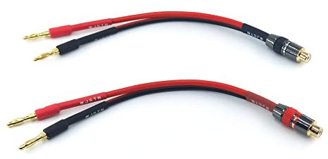 WJSTN RCA 6in Speaker Adapter Cable - Banana Plug to Banana Plug Audio Connection - 2 Pack