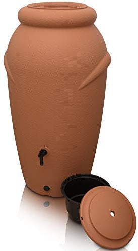 YourCasa Regentonne 210 Liter [Amphore Design] Regenfass Frostsicher aus Kunststoff - Regenwassertonne mit Wasserhahn - Regenwassertank Garten Regenwassersammler Wasserfass Wassertonne (Terracotta)