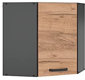 Vicco Eckhängeschrank R-Line, Küchen-Eckschrank, Goldkraft Eiche/Anthrazit, 57 cm