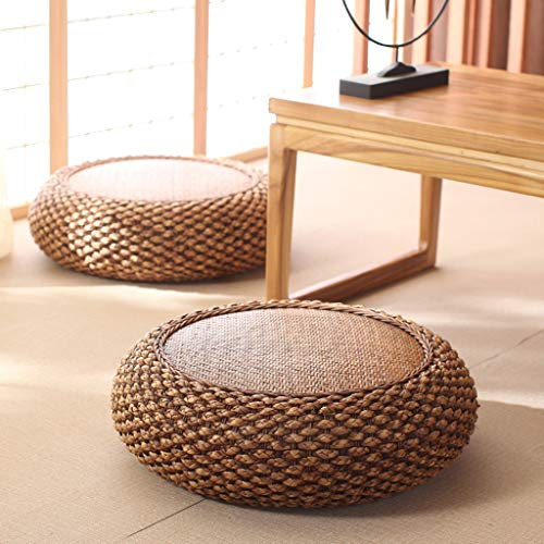 QTQHOME Handgewebtes flaches Tatami-Bodenkissen, japanisches Stroh, Futon-Sitzkissen, Erkerfenster, Matte für Zen Yoga, natürlich, umweltfreundlich, groß, 40 x 40 x 17 cm