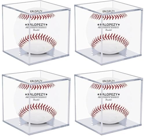Baseball-Vitrinen, UV-geschützte Acryl-Boxen für Displays, transparente Vitrine, Baseball-Würfel, Erinnerungsstücke, Schaukasten, Autogramm-Ball-Schutz, für offizielle Ballgröße, 4 Stück