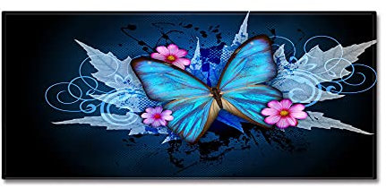 Morbuy Personalisierte Fußmatte Rutschfester Türvorleger mit 3D Schmetterling Druck, Schmutzfangmatte Waschbar Fussmatte Innen Badteppiche (40x120cm,Vintage-Blau)