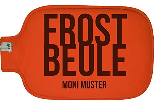 Manutextur Hugo Frosch Wärmflasche - Personalisierte Frostbeule - Orange - 19,5 x 31,5 cm - 2 Liter