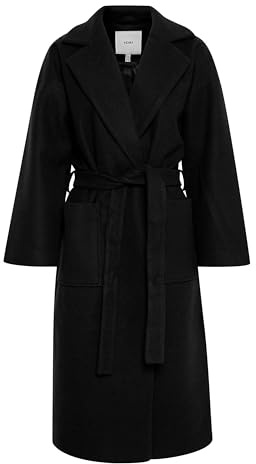 ICHI IHJANNET JA2 Damen Wintermantel Wollmantel Winterjacke mit Reverskragen Taschen und Gürtel