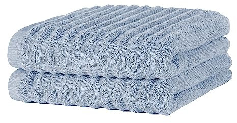 Merana Oslo Handtuch Set | schnelltrocknend, weich & fusselfrei | Frottier Luxus Qualität | 100% Baumwolle Frottee | Oeko-TEX | 590 GSM | Händehandtuch & Haartuch | Hellblau (2 x Handtücher 50x100cm)