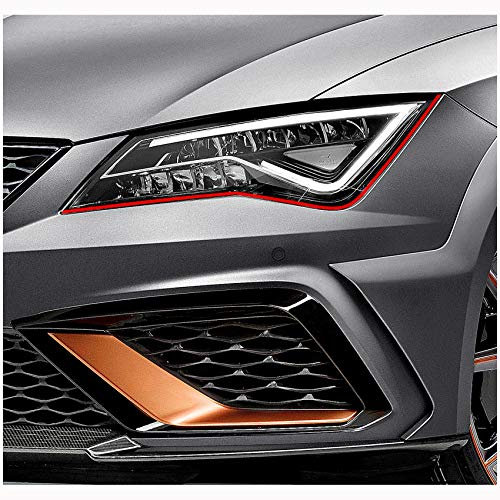 Devil Eye® Scheinwerferfolie rot Zierstreifen Dekor Dekorleiste Folie Flexibel für Scheinwerfer Kfz Auto Zubehör Selbstklebend KX004 (Kompatibel mit Seat Leon 5F ab 2012)