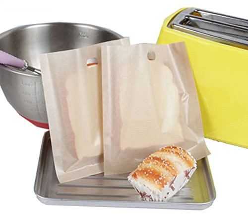 AWAVM 10-teilige wiederverwendbare Toasterbeutel, antihaftbeschichtete, waschbare Teflon-Toasterbeutel, 3 Brotbeutel in verschiedenen Größen, geeignet für Toaster, Mikrowelle, Toaster