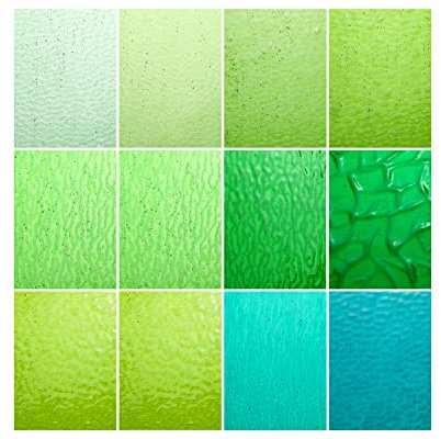 Lanyani Grüne, transparente Buntglasscheiben zum Basteln, 15,2 x 10,2 cm, farbige, strukturierte Kathedralen-Glas-Packung, 10 Blatt