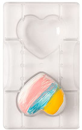 Decora 0050074 Stampo Professionale Cioccolatino a Forma di Cuore con Base Grande, Policarbonato, 2 Cavità, 75 X 25 mm, Ideale per Realizzare Cioccolatini Lucidi, Design Professionale, Made in Italy