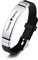 INBLUE Bracciale con Targhetta Personalizzata Nome/Citazione Targhetta in Acciaio Inossidabile Bracciale Regolabile in Silicone per Uomo Donna (Cinturino Nero e Etichetta Argento)