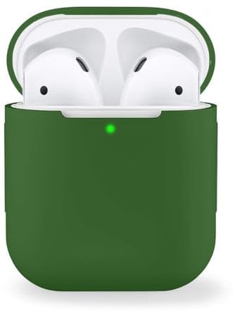 MyGadget Cover in Silicone Morbido Custodia Compatibile con Apple AirPods 1 e 2 Generazione - Case per Cuffie Auricolari - Skin in Gomma - Verde Oliva