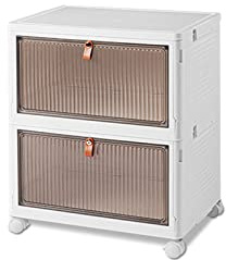 Ergocar Faltbare Aufbewahrungsbox, Kunststoff Aufbewahrungsbox mit Deckel, Stapelbare Aufbewahrungsbox Transparente mit Rollen, für Büro, Küche & Wohnzimmer