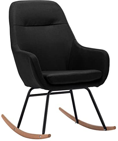 vidaXL Schaukelstuhl Schwarz Stoff