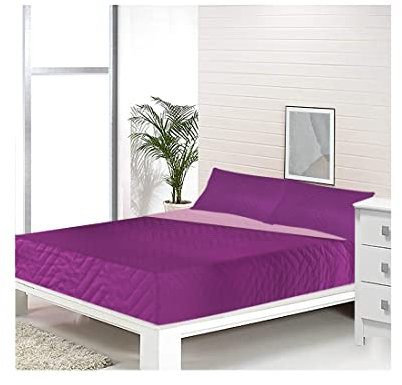 Acomoda Textil - Colcha Bouti Reversible Termosellada + Funda de Cojín 50x70 cm para Dormitorio. Cubrecama, Ligero, Versátil e Ideal para Cualquier Época del Año. (Fucsia, Cama 150 cm)