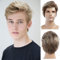 Herrenperücke blond kurz geschichtet Cosplay Haar Perücke synthetische volle Perücke mit Perücke Mütze