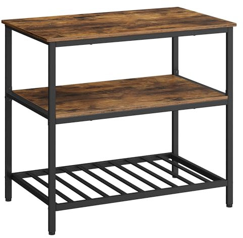 VASAGLE Bakers Rack, Kitchen Island with Large Worktop, Stable Steel Structure, 60 x 100 x 90 cm, Industrial Kitchen Shelf, Easy to Assemble, Rustic Brown and Black KKI005B01