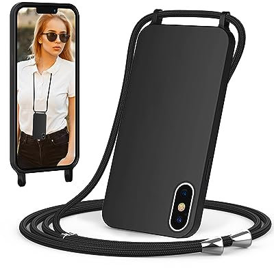 ScandiCasis Handykette für iPhone XS Max Hülle mit Band, Handyhülle mit Schnur zum Umhängen, weiche TPU Silikonhülle mit Band [verstellbar] [abnehmbar] Halskettenhülle für iPhone XS Max