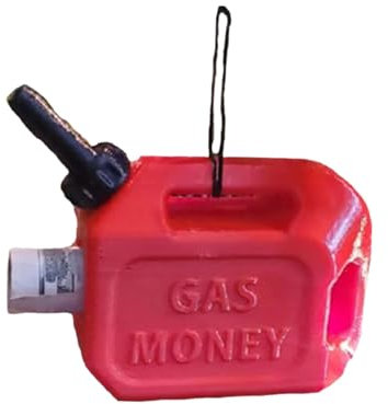 Fenteer Lustige Benzinkanister-Ornament, rote Benzinfässer, Kunstharz, Neuheit, Kunsthandwerk, Geldhalter, Ornament, Gastank-Dekoration für Zuhause, Urlaub