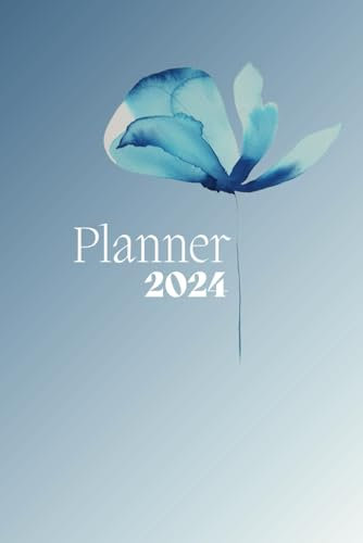 2024 Monthly Planner, Calendar /January 2024 - December 2024/ Notebook 6x9, 100 pages/ with artistic flower