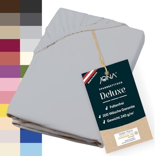 JONA SLEEP® Deluxe Spannbettlaken, Spannbettlaken in Hotelqualität - 240 g/m² - 150 Wäschen Garantie | Made in Austria (Grafit, 180-200 x 200-220 cm)