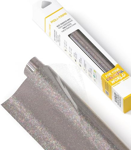 POLI-FLEX® PEARL GLITTER® - Glitzerfolie für Textilien – Flexfolie mit Glitter-Effekt zum Aufbügeln, Plotterfolie für DIY Shirts, Multicolor, 30,5 cm x 61 cm