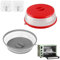 2 Pièces Cloche Micro Onde,Cloche Micro-Ondes Rétractable avec 2 Crochets,Couvercle Micro Ondes sans BPA pour Micro Onde, Fruits, Légumes(Gris,Rouge)