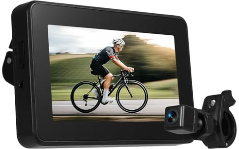 Mulcort Handlebar Bike Mirror, Bicycle Rear View Camera with 4.3'' Screen Night Vision Function 150° Wide Angle View Adjustable Bracket, Compatible with Mountain Bicycle, Road Bike
