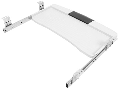 ORFOFE Under Desk Sliding Keyboard Tray Reinforced Rails, Pull-Out Keyboard Drawer Shelf for Office and Home Computer Workstations, Grey-White