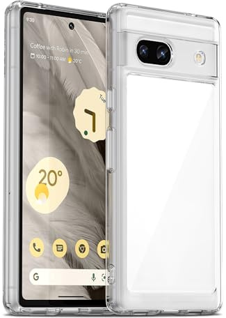 Liisooka Cover per Google Pixel 7a, Custodia in TPU Antiurto Sottile di Livello Militare, Resistente all'ingiallimento, Custodia per Telefono in PC Rigido, Retro Antigraffio, Trasparente