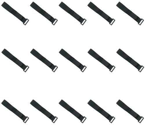 15 Pcs Hook and Loop Cable Straps 2.5cm x 45cm Self-Adhesive Nylon Cable Ties Adjustable Securing Straps for Cord Management, Black