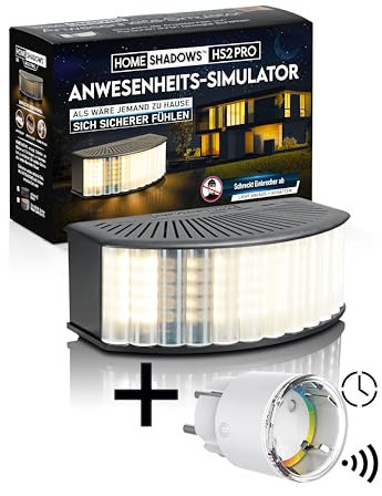 Home Shadows Anwesenheitssimulator HS2Pro - Einbrecher Abschreckung und Einbruchschutz durch Licht und Schatten, Schwarz + Smart Plug