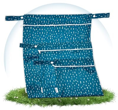 Hinzling Wetbag (Midnight Rain - S) – Nasstasche für Stoffwindeln – Nachhaltige Wetbags aus recyceltem Polyester – Wetbag für Kindergarten und Unterwegs – Wetbag Kindergarten Oeko-TEX Zertifiziert
